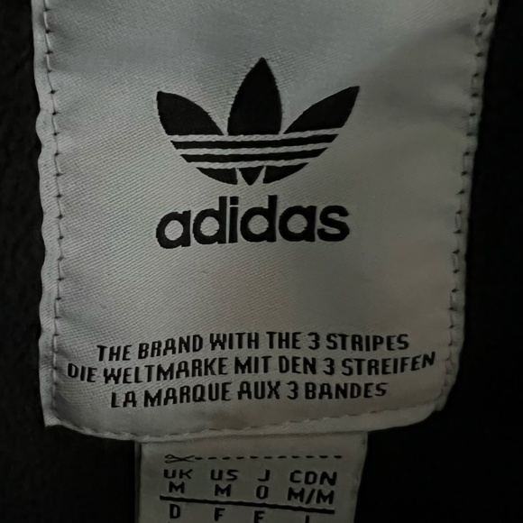 Adidas Fleece Lined Arm Trefoil Print Overhead Jacket In Black Size M - Picture 13 of 15